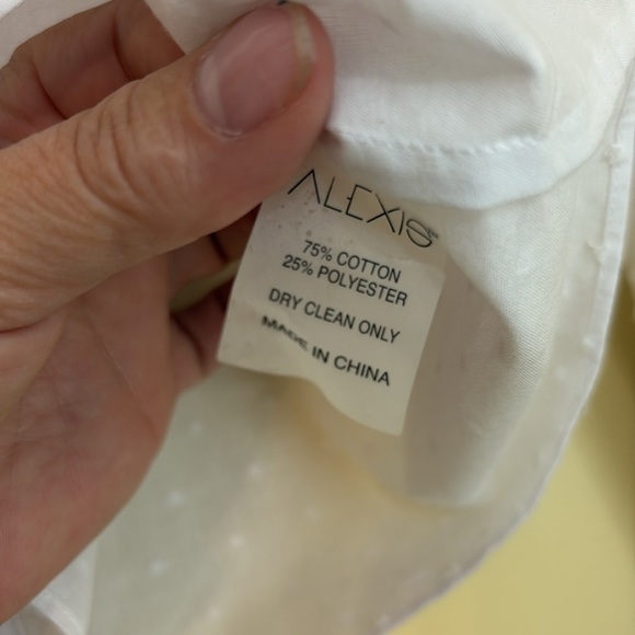 Alexis Dobby White Swiss Dot Ruffle Button Up Long Balloon Sleeve Blouse Top XS - Picture 13 of 17